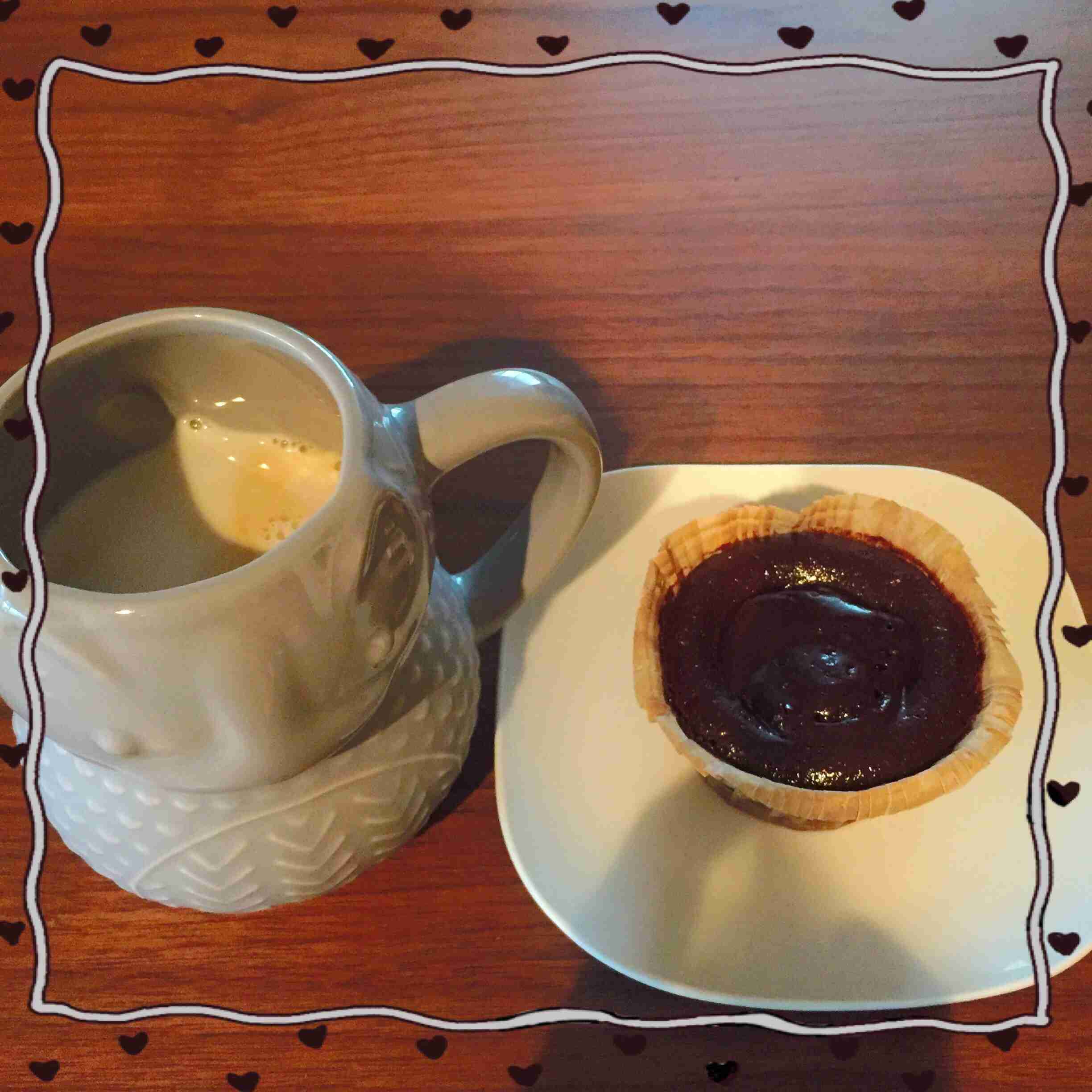 今日のお茶タイムはフォンダンショコラとアイスカフェラテのブログ画像